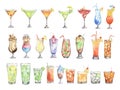 Watercolor cocktails set.