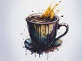 Watercolor coffe cup. concept coffee. ai generative