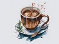 Watercolor coffe cup. concept coffee. ai generative