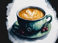 Watercolor coffe cup. concept coffee. ai generative