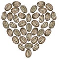 Watercolor coffee bean heart. Hand-drawn illustration. Royalty Free Stock Photo