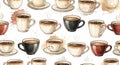 Watercolor Coffee Cups Seamless Pattern Royalty Free Stock Photo