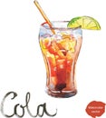 Watercolor cola with lime