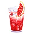 Watercolor cold punch cocktail glass Royalty Free Stock Photo