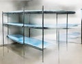 Watercolor of Cold storage room metal shelves racks for frozen Air conditioning on Selective storage in