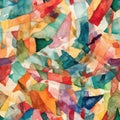 Watercolor Collage With Torn Paper And Overlapping Colors. Seamless Wallpaper Background.. Generative AI