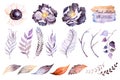 Watercolor collection with flower