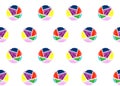 Watercolor coloful and circle shaped background pattern on white green, violet, red, yellow, orange