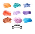 Watercolor color stains. multicolored brushstrokes watercolor. vector