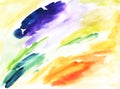 Watercolor abstract colorful background, bright color palette brush painting. Artistic crafty background