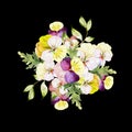 Watercolor colorful bouquet  with pansy flowers. Royalty Free Stock Photo