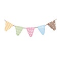 Watercolor colorful bunting illustration.Festive elements clipart