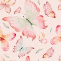 Watercolor colorful butterflies, isolated on white background. blue, yellow, pink and red butterfly spring illustration Royalty Free Stock Photo