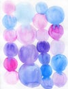 Watercolor colorful circles. Blue, pink and purple stains.Watercolor abstract background, hand-painted texture. Design for Royalty Free Stock Photo