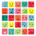 Watercolor colorful emoticons set.