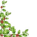 Watercolor colorful floral Set of holly berries. Ilex opaca plant. Christmas branches. Winter botanical. Christmas and