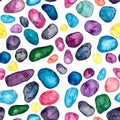 Watercolor colorful free natural stones pattern