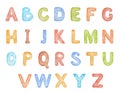 Watercolor colorful hand drawn watercolor alphabet. Multicolored letters for children Royalty Free Stock Photo