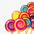 Watercolor colorful Lollipops on white background. Sweet food