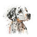 Watercolor Portrait Painting of Dalmatian Puppy. AI generative