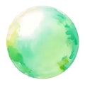 Watercolor colorful spots, hand drawn artistic Illustration for your design. Green color, circle shape, isolated objects on white Royalty Free Stock Photo