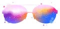 Watercolor colorful sunglasses isolated on white background.