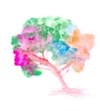 Watercolor colorful tree painting, Abstract watercolor brush hand drawn illustration Royalty Free Stock Photo