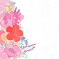 Watercolor colors flower background. Spring nature design with floral branches. Abstract illustration
