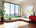 Watercolor of Condo Interior Design Royalty Free Stock Photo