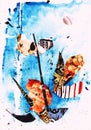 Watercolor Contemporary art collage