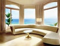 Watercolor of Contemporary elegant living room with