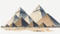 Watercolor contemporary landscape of the Pyramids of Giza, Egypt.