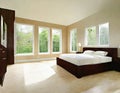 Watercolor of Contemporary master bedroom in newly built