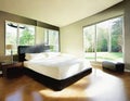 Watercolor of Contemporary master bedroom in newly built