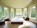 Watercolor of Contemporary master bedroom in newly built