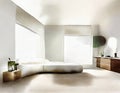 Watercolor of A contemporary studio sleeping area with a