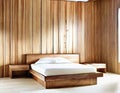 Watercolor of Contemporary wooden bedroom with modern