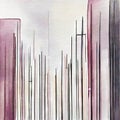 Watercolor of Continuous abstract linear drawing of modern urban building Royalty Free Stock Photo