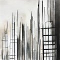 Watercolor of Continuous abstract linear drawing of modern urban building Royalty Free Stock Photo