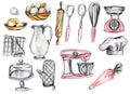 Watercolor Cooking set clipart