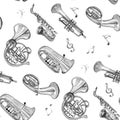 Watercolor copper brass band music pattern Royalty Free Stock Photo