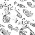 Watercolor copper brass band music pattern Royalty Free Stock Photo