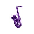 Watercolor copper brass band saxophone violet on white background Royalty Free Stock Photo