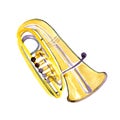 Watercolor copper brass band tuba