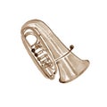 Watercolor copper brass band tuba Royalty Free Stock Photo