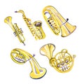 Watercolor copper brass band Royalty Free Stock Photo