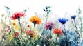 Watercolor cornflowers background. Hand drawn vector illustration for your design Generative AI