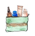 Watercolor cosmetic bag