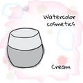 Watercolor cosmetics. Watercolor jar of cream on a blurred background