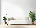 Watercolor of Couch clean minimalistic white sofa interior design